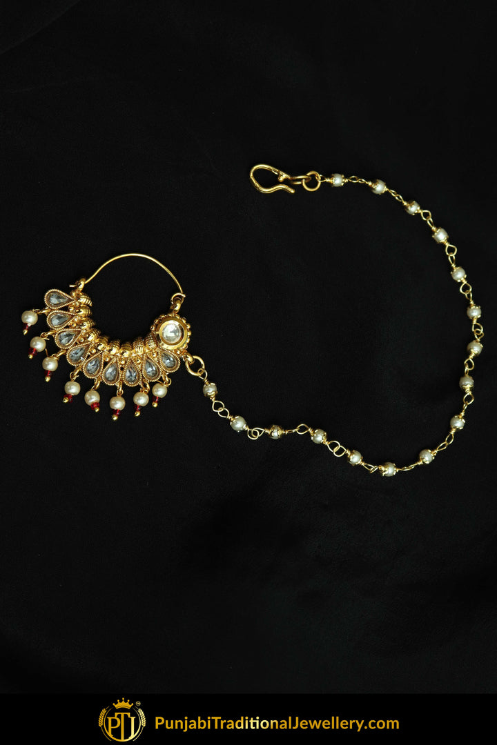 Gold Finished Polki Nath| Punjabi Traditional Jewellery Exclusive