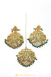 Gold Finished Earrings & Tikka Set by PTJ