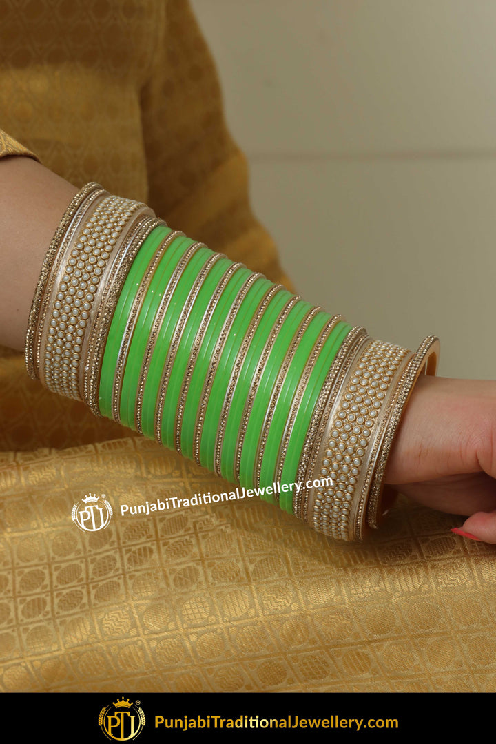 Green Pearl  Bridal Chura | Punjabi Traditional Jewellery Exclusive