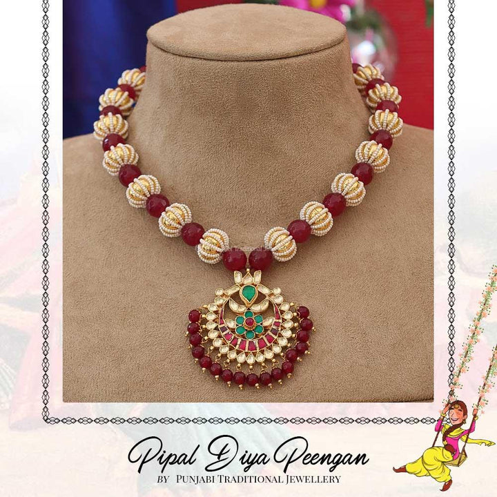 Gold Finished Pearl Pippal Patti kaintha | Pipal Diya Peengan by Punjabi Traditional Jewellery Exclusive
