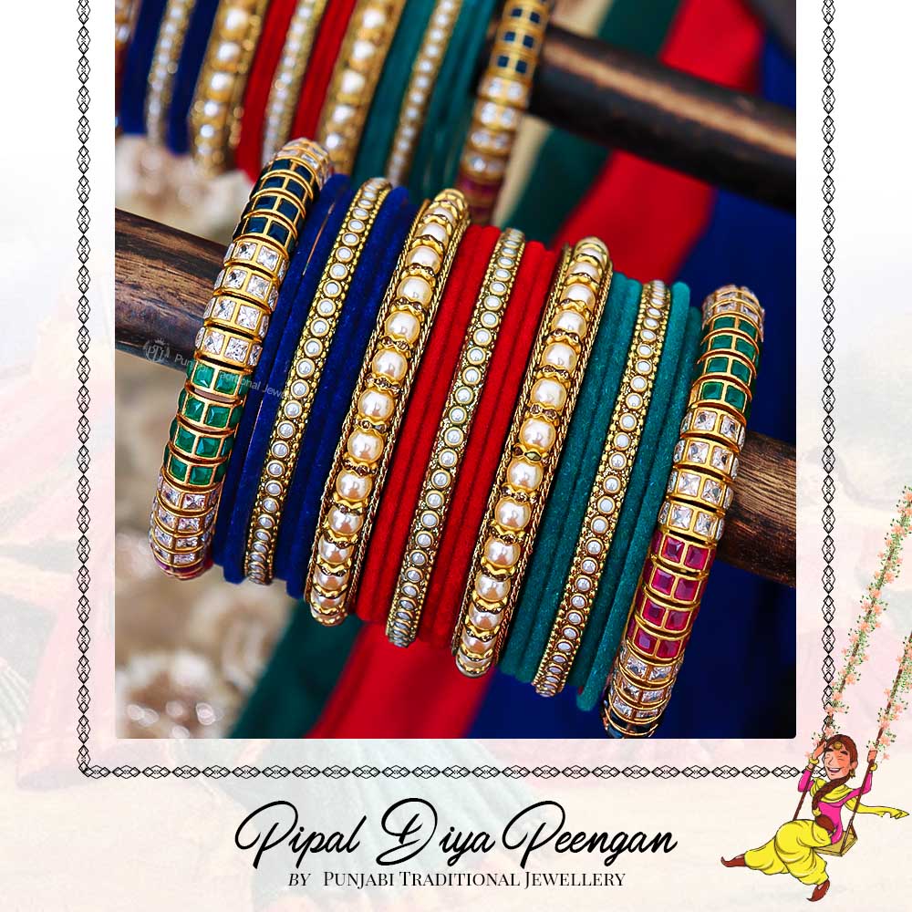 Satrangi Polki Bangles Set For Both Hands | Pipal Diya Peengan by Punjabi Traditional Jewellery Exclusive