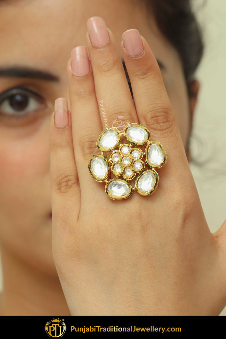 Gold Finished Kundan Ring | Punjabi Traditional Jewellery Exclusive