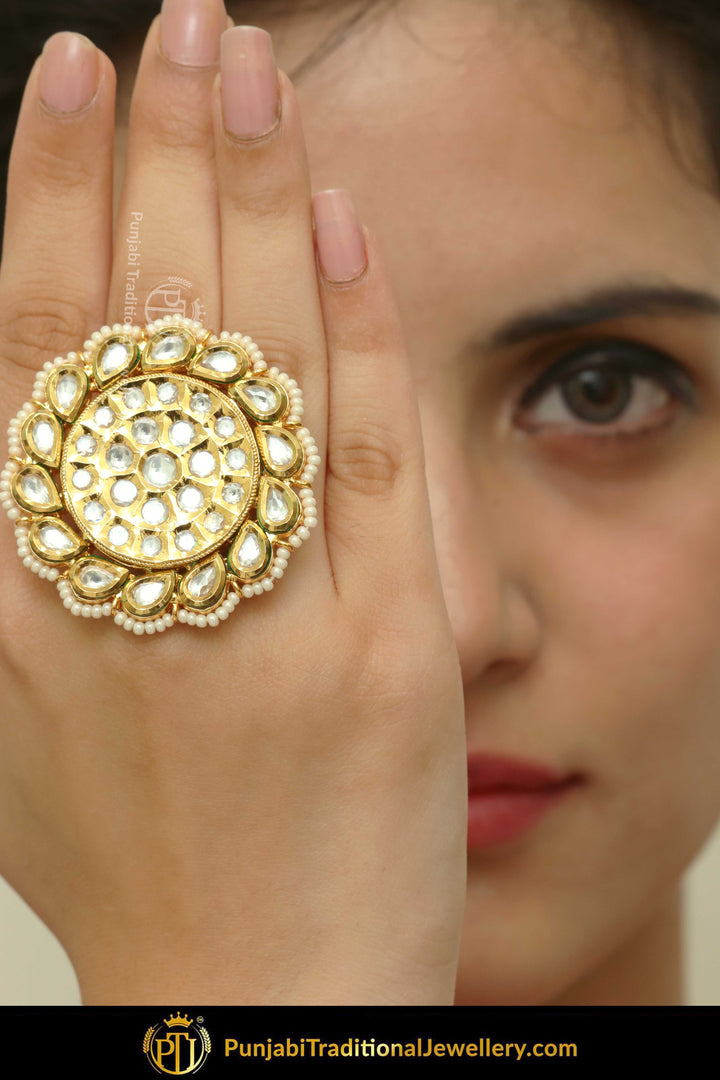 Gold Finished Kundan Ring | Punjabi Traditional Jewellery Exclusive