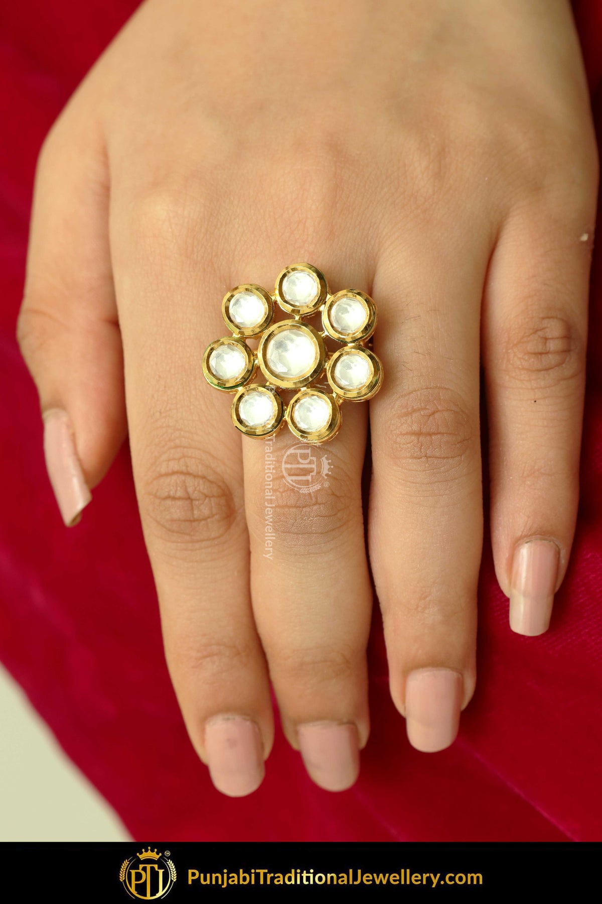 Gold Finished Kundan Ring | Punjabi Traditional Jewellery Exclusive