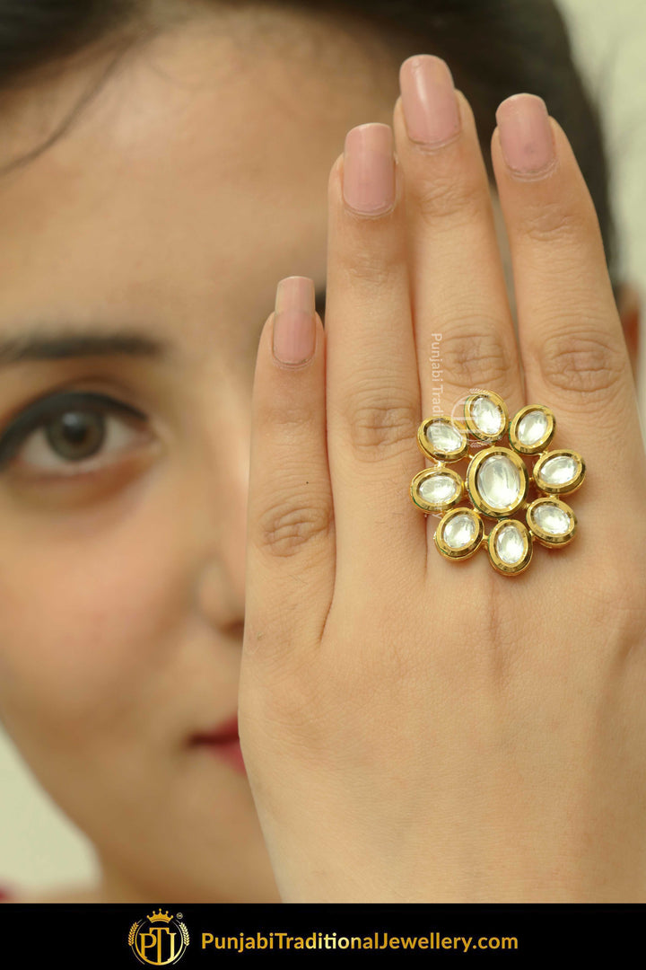 Gold Finished Kundan Ring | Punjabi Traditional Jewellery Exclusive
