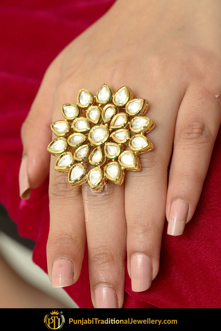 Gold Finished Kundan Ring | Punjabi Traditional Jewellery Exclusive
