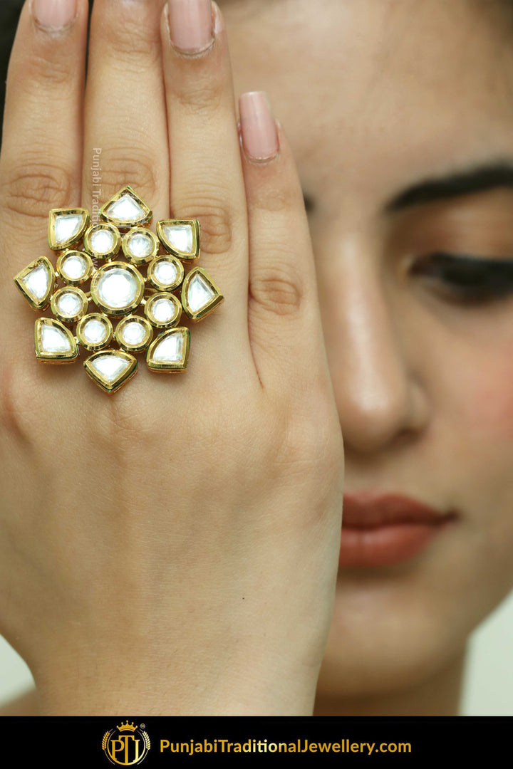 Gold Finished Kundan Ring | Punjabi Traditional Jewellery Exclusive