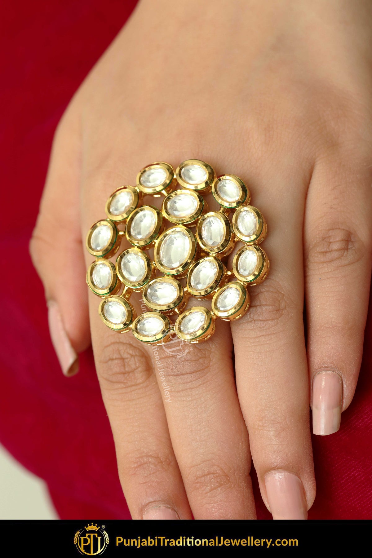 Gold Finished Kundan Ring | Punjabi Traditional Jewellery Exclusive