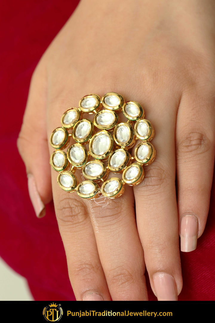 Gold Finished Kundan Ring | Punjabi Traditional Jewellery Exclusive