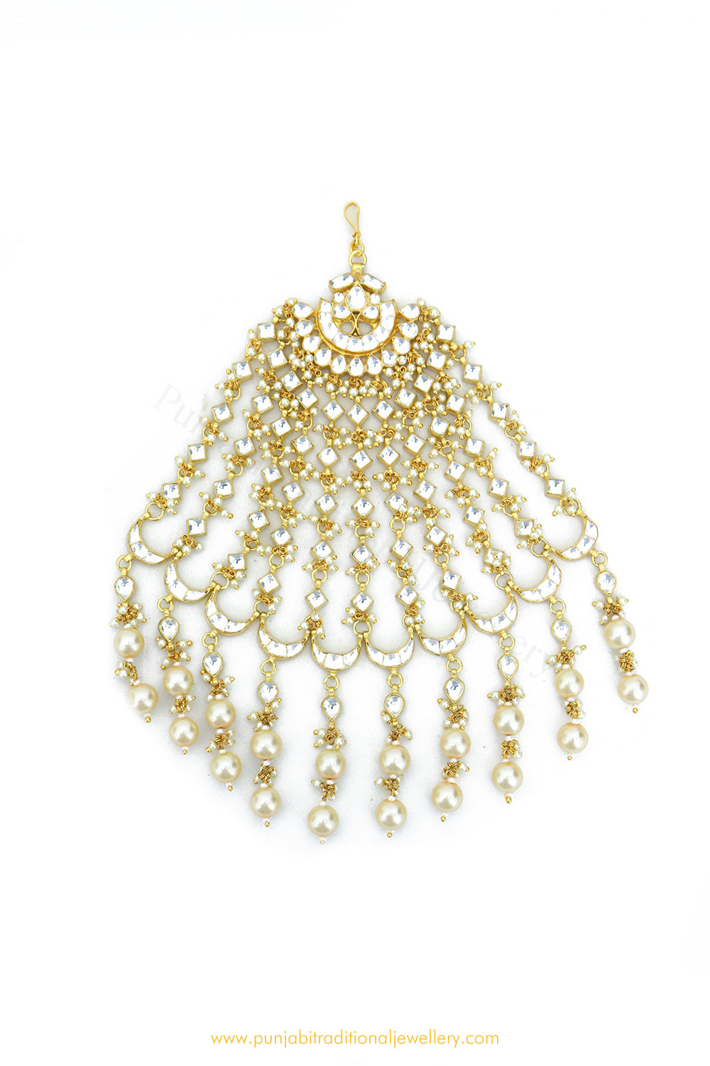 Gold Finished Oversized Kundan Passa By PTJ Exclusive