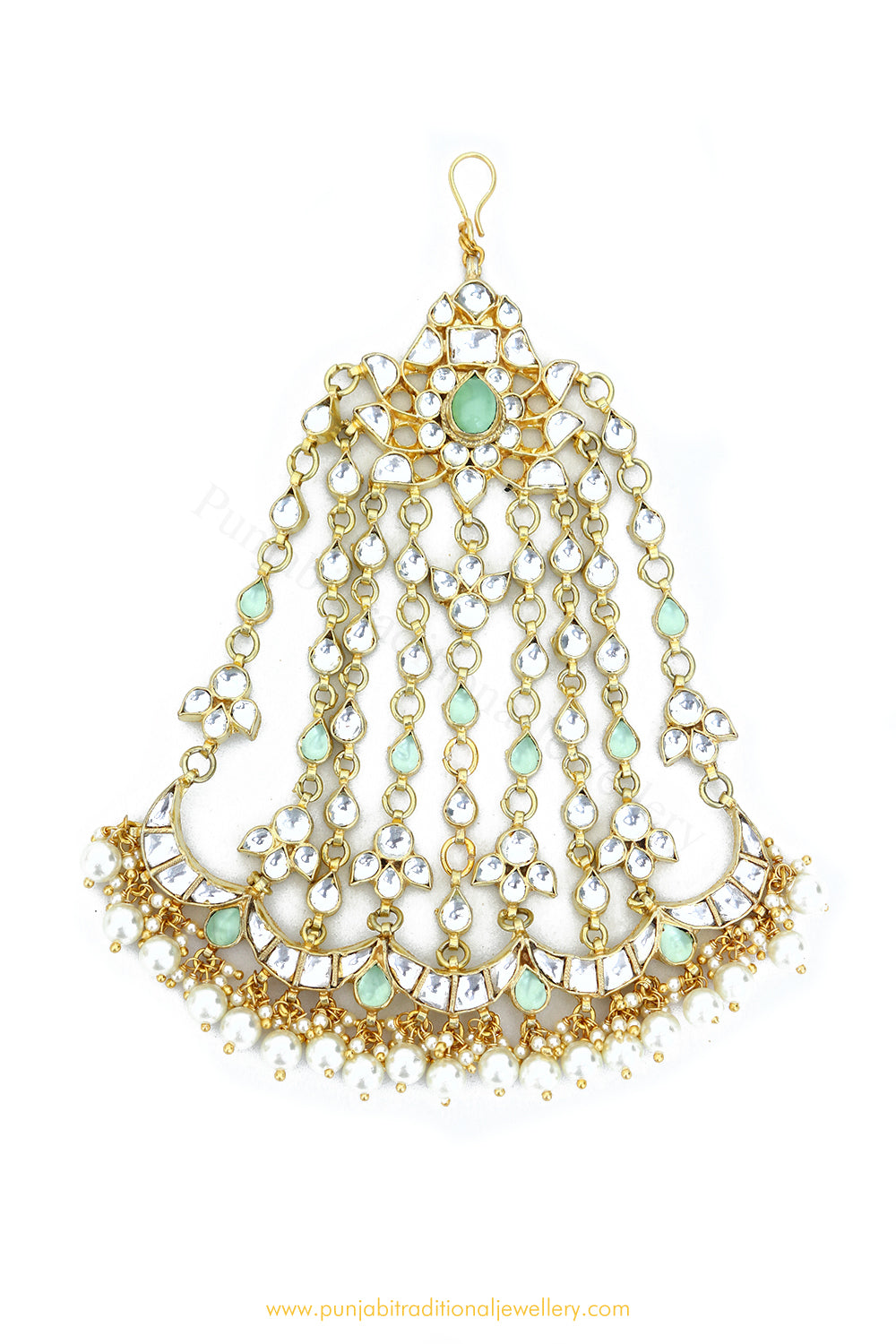 Gold Finished Kundan Mint Emerald Passa By PTJ Exclusive