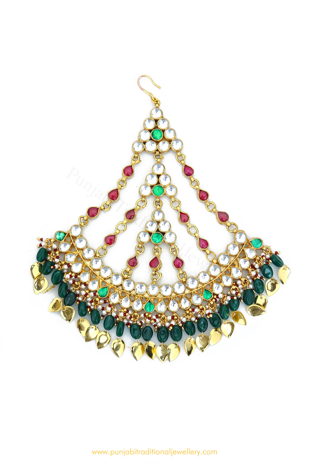 Gold Finished Kundan Ruby Emerald Passa By PTJ Exclusive