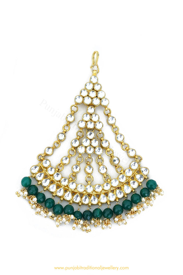 Gold Finished Kundan Emerald Passa By PTJ Exclusive