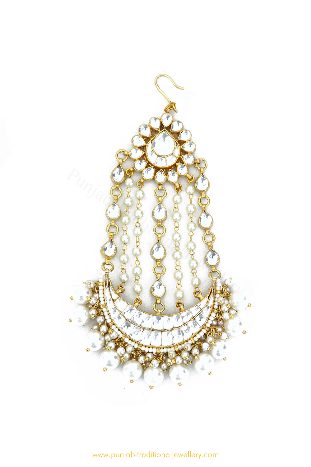 Gold Finished Pearl Kundan Passa By PTJ Exclusive