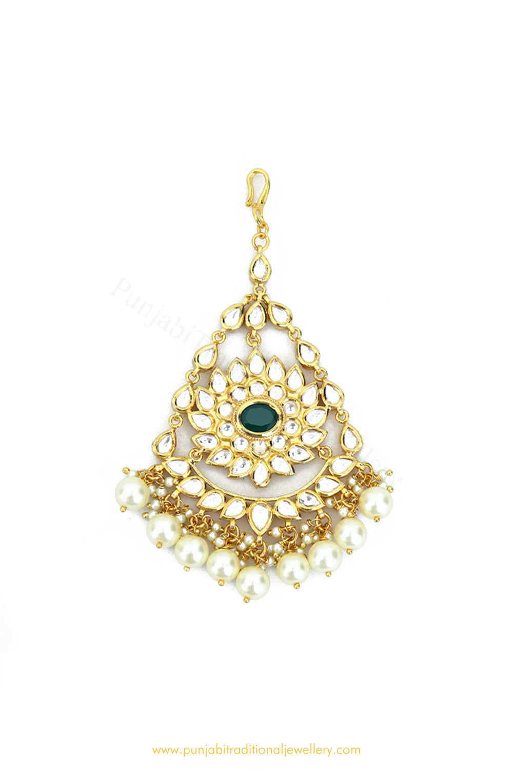 Gold Finished Emerald Kundan Passa By PTJ Exclusive