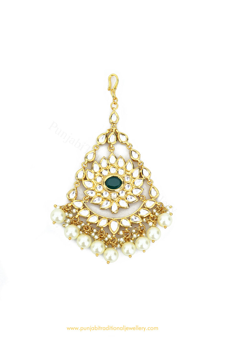Gold Finished Emerald Kundan Passa By PTJ Exclusive