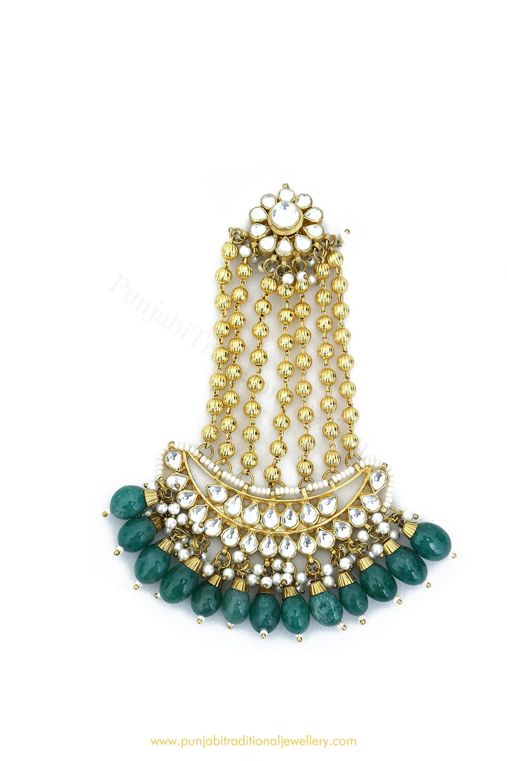 Gold Finished Kundan Emerald  Passa By PTJ Exclusive