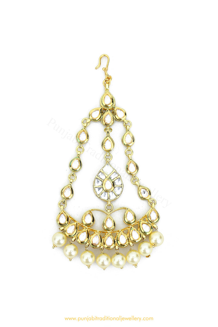 Gold Finished Kundan Pearl Passa By PTJ Exclusive