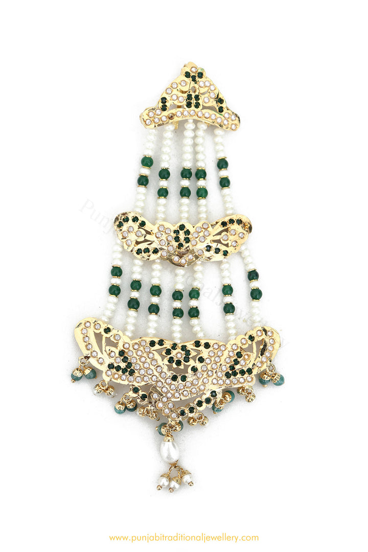 Gold Finished Emerald Jadau Passa By PTJ Exclusive
