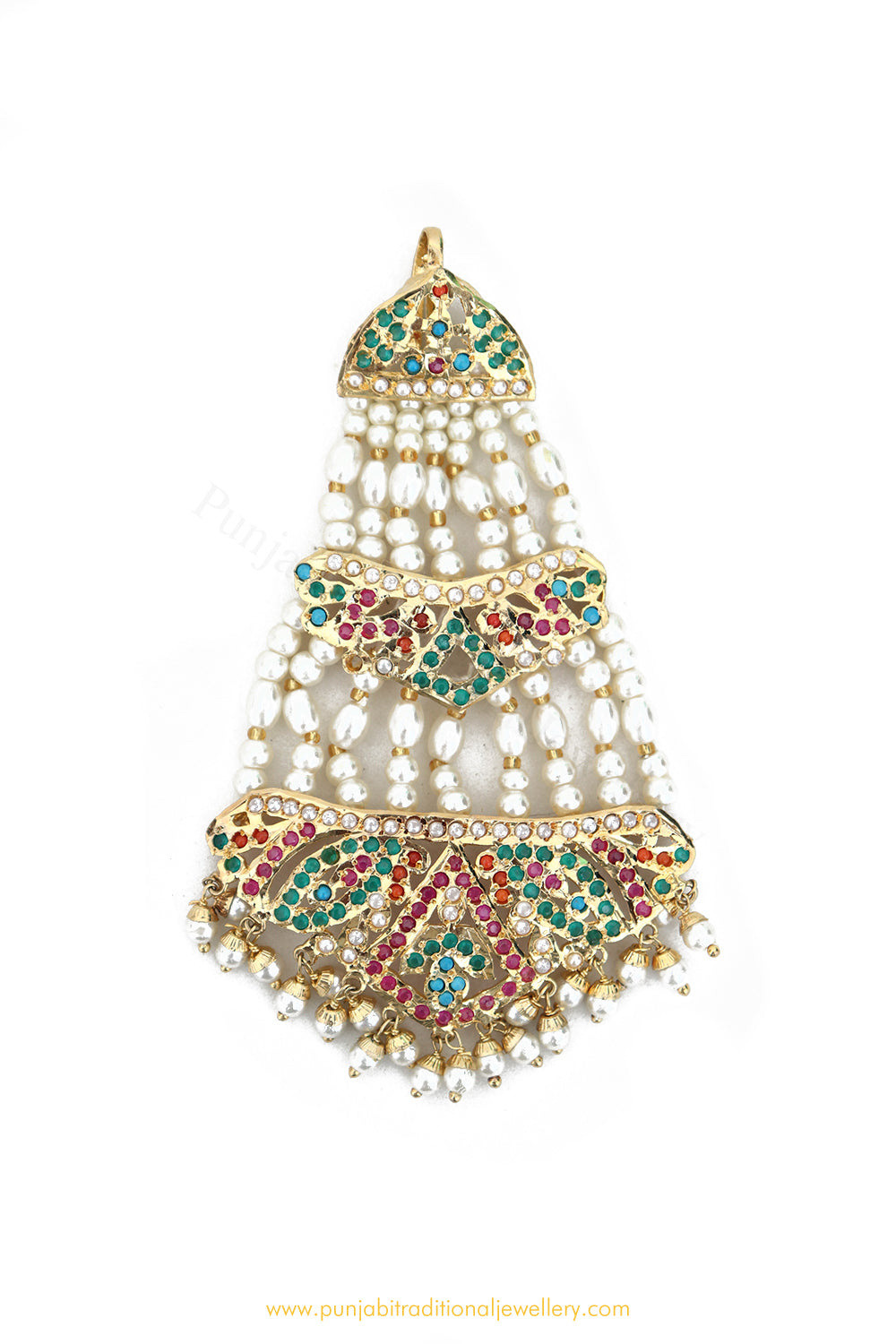 Gold Finished Navratan Jadau Passa By PTJ Exclusive