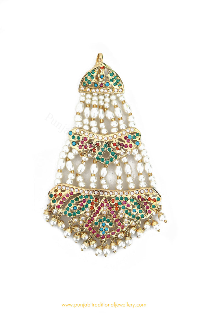 Gold Finished Navratan Jadau Passa By PTJ Exclusive