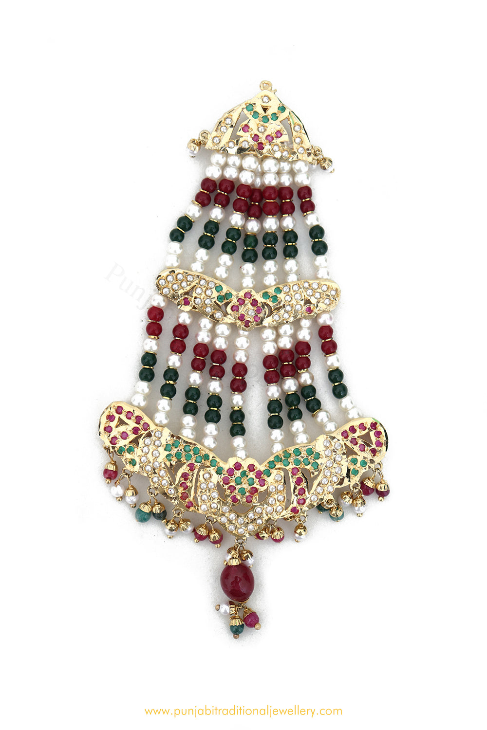 Gold Finished Ruby Emerald Jadau Passa By PTJ Exclusive