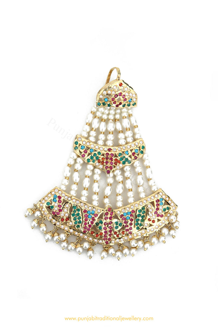 Gold Finished Navratan Jadau Passa By PTJ Exclusive