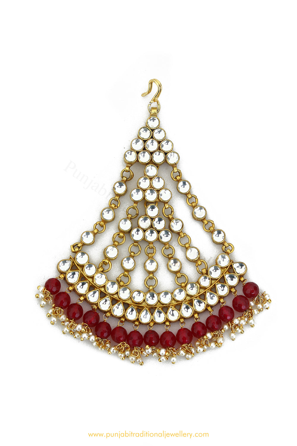 Gold Finished Kundan Ruby Passa By PTJ Exclusive