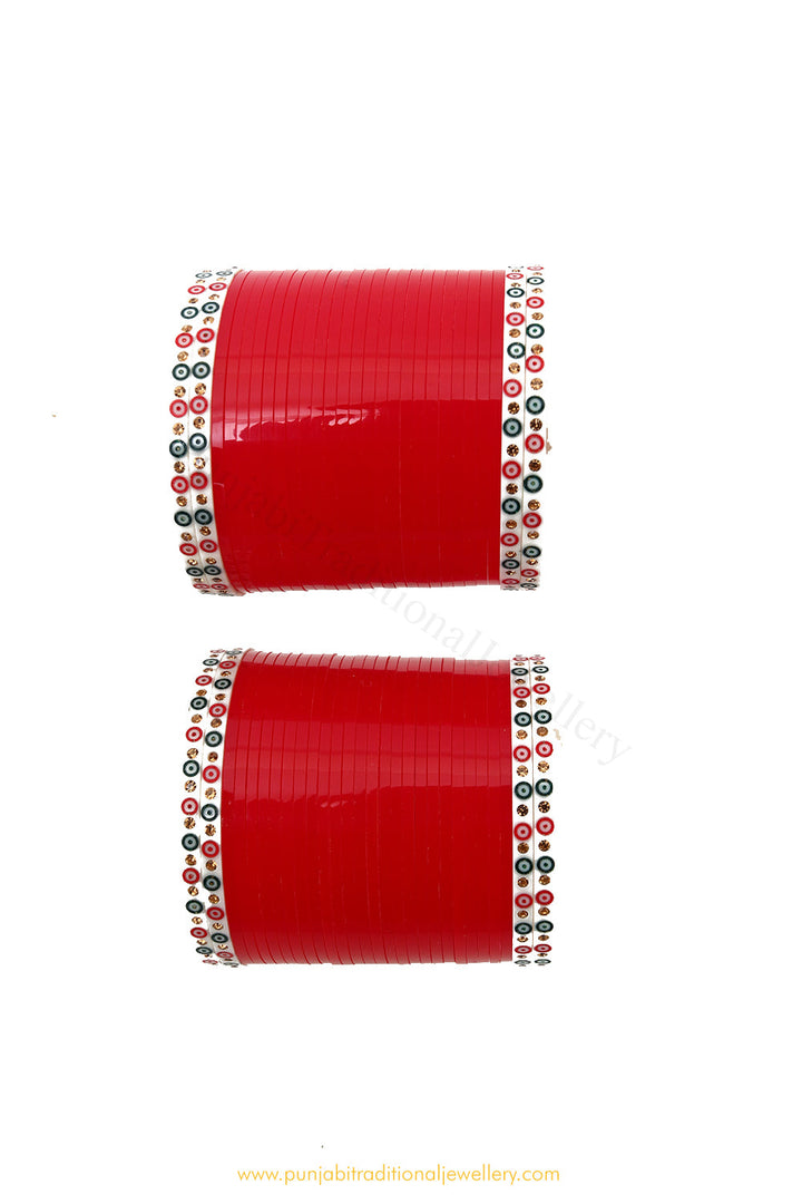 Red Colour Traditional Bridal Chura By PTJ