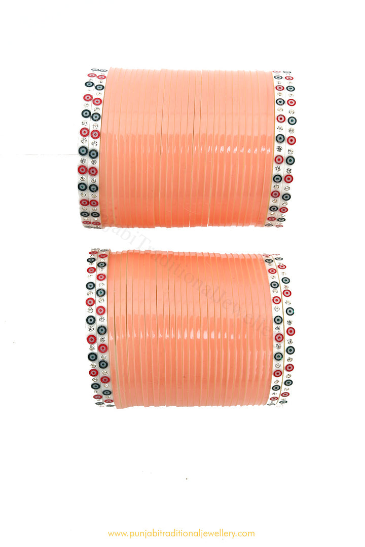 Peach Colour Traditional Bridal Chura By PTJ
