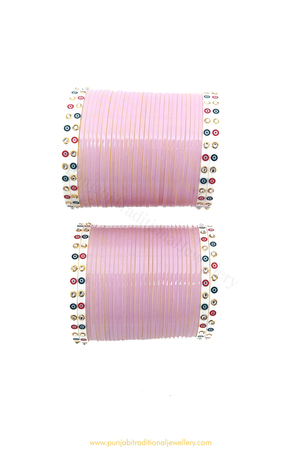 Light Pink Dotted Bridal Chura By PTJ