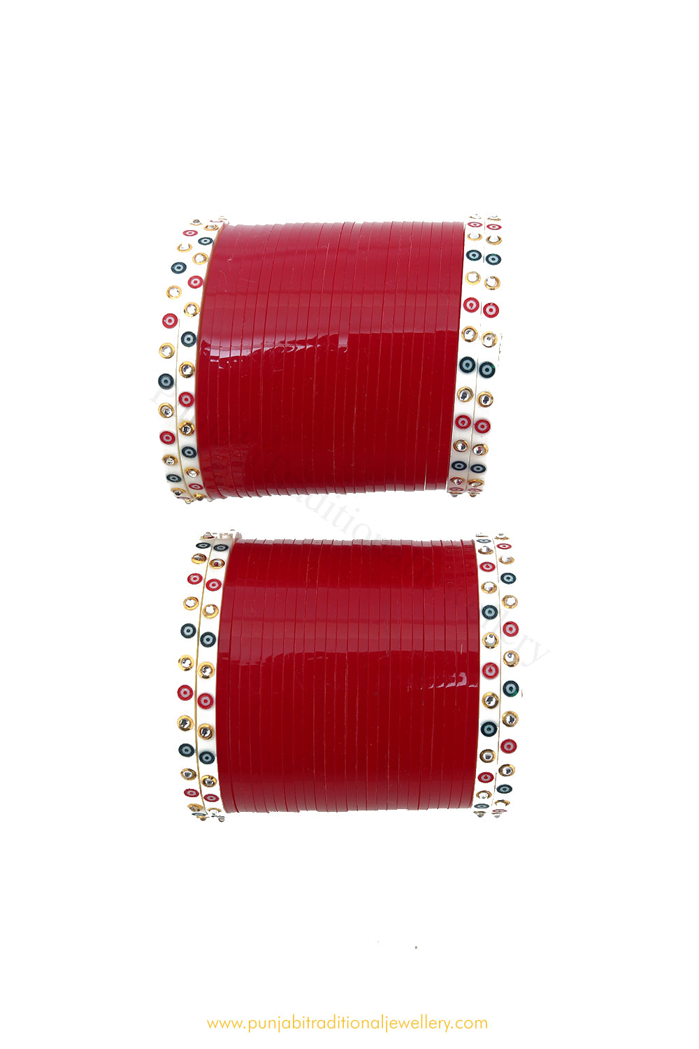 Deep Red Dotted Bridal Chura By PTJ