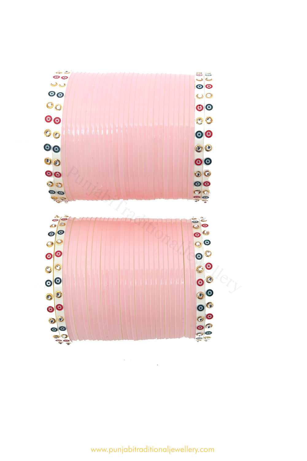 Light Pink Colour Dotted Bridal Chura By PTJ