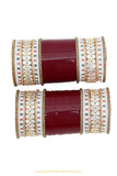 Maroon Colour American Diamond Dotted Bridal Chura By PTJ