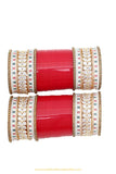 Red Colour American Diamond Dotted Bridal Chura By PTJ