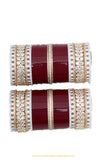 Maroon Colour American Diamond Dotted Bridal Chura By PTJ