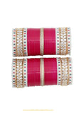 Raani Pink  Colour American Diamond Dotted Bridal Chura By PTJ