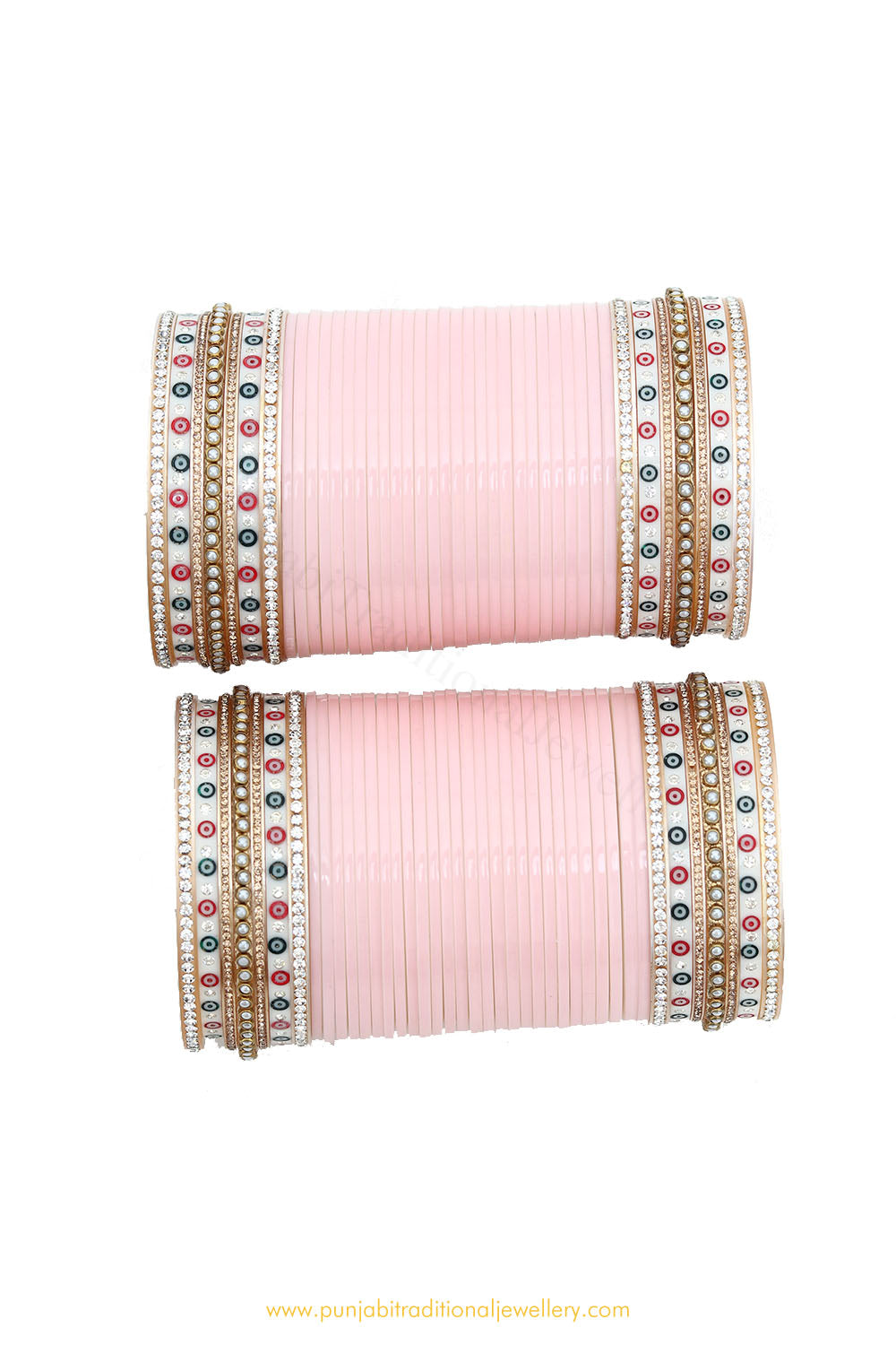 Pink Colour Dotted Pearl Bridal Chura By PTJ