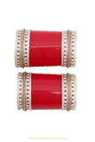 Red Colour Dotted Pearl Bridal Chura By PTJ