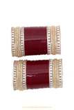 Maroon Colour American Diamond Dotted Bridal Chura By PTJ