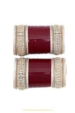 Maroon Colour American Diamond Dotted Bridal Chura By PTJ