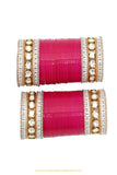 Raani Pink Colour Kundan Dotted Bridal Chura By PTJ