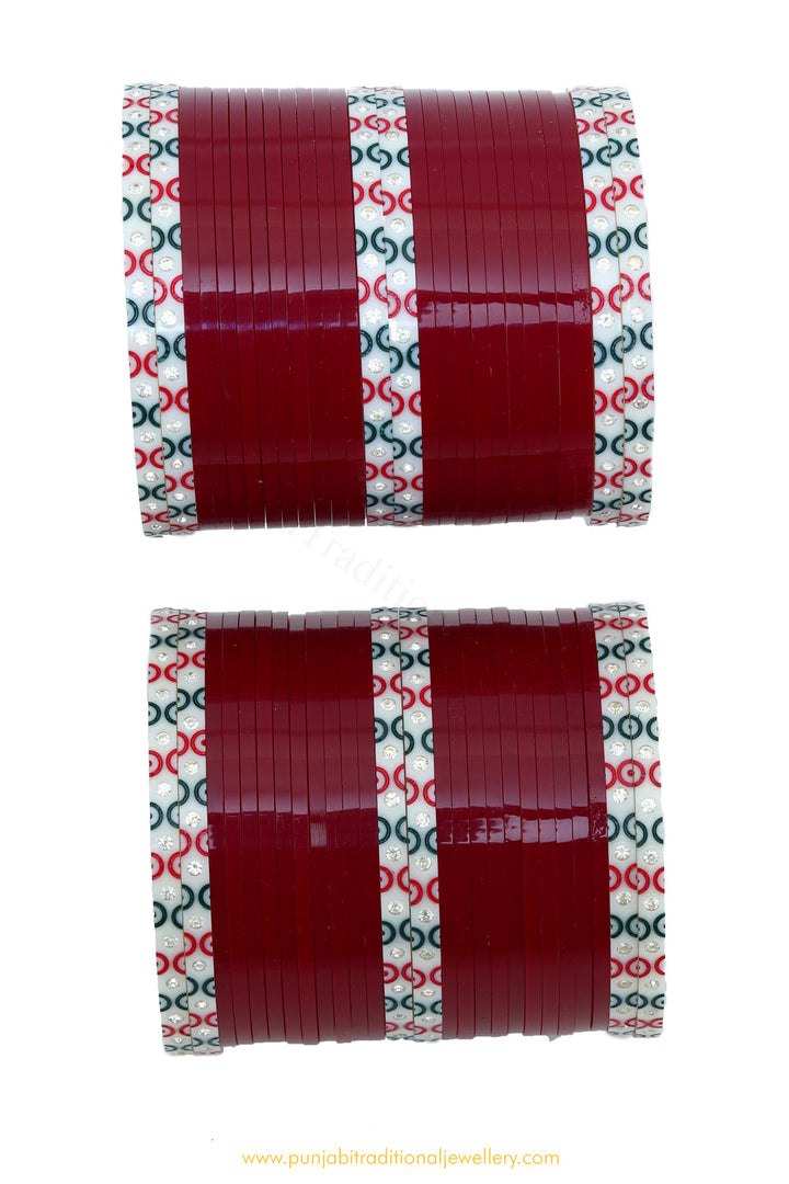 Maroon Colour Dotted Bridal Chura By PTJ