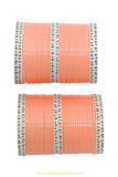 Peach Colour Dotted Bridal Chura By PTJ