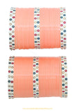 Peach Colour Dotted Bridal Chura By PTJ