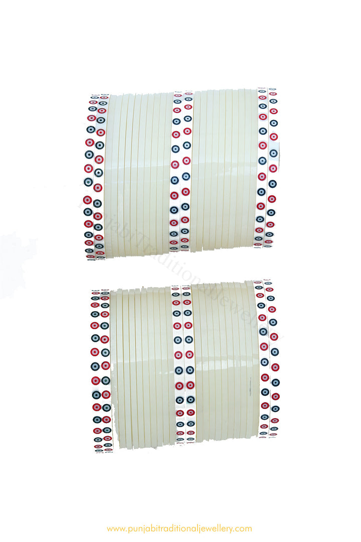 Off White Colour Dotted Bridal Chura By PTJ