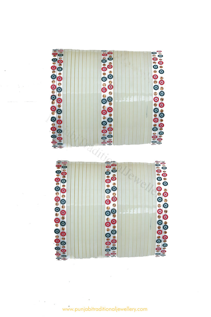 Off White Colour Dotted Bridal Chura By PTJ
