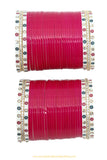 American Diamond Raani Pink Colour Dotted Bridal Chura By PTJ