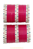 American Diamond Red Colour Dotted Bridal Chura By PTJ