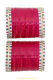 American Diamond Red Colour Dotted Bridal Chura By PTJ